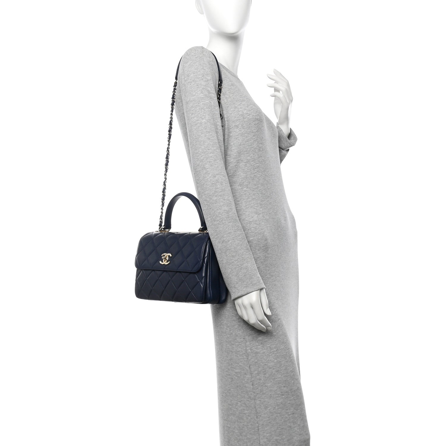Chanel Lambskin Quilted Small Trendy CC Flap Dual Handle Bag Navy 2 of 13