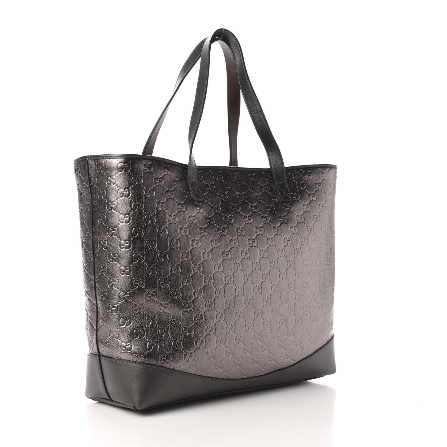 Metallic Guccissima Large Tote Dark Grey