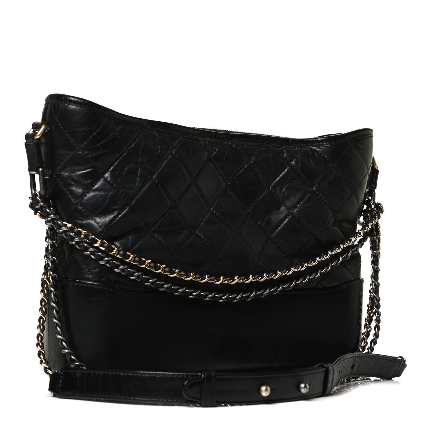 Aged Calfskin Quilted Medium Gabrielle Hobo Black