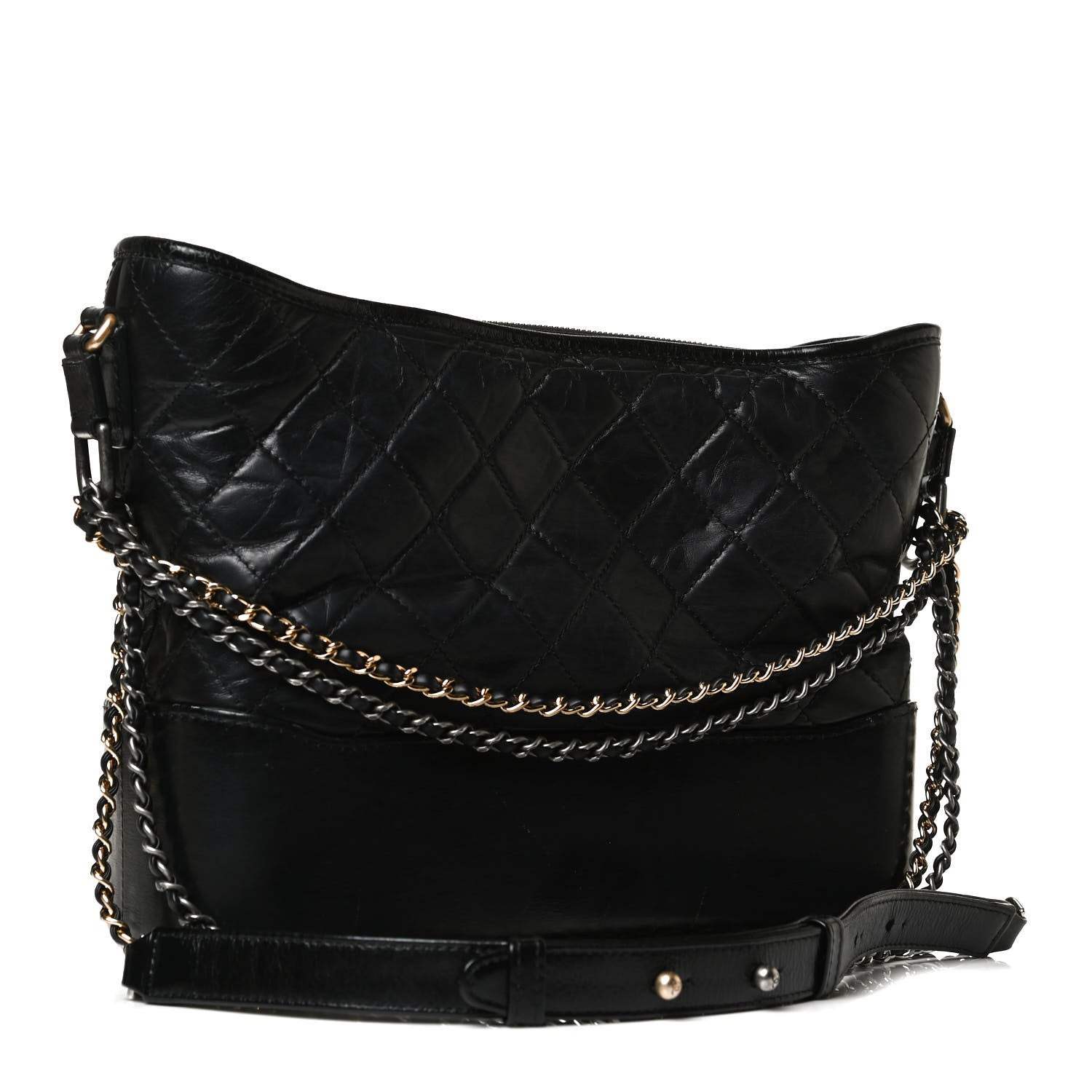 Chanel Aged Calfskin Quilted Medium Gabrielle Hobo Black 3 of 16