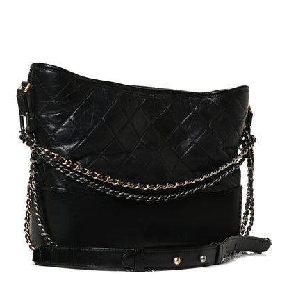 Chanel Aged Calfskin Quilted Medium Gabrielle Hobo Black 3 of 16