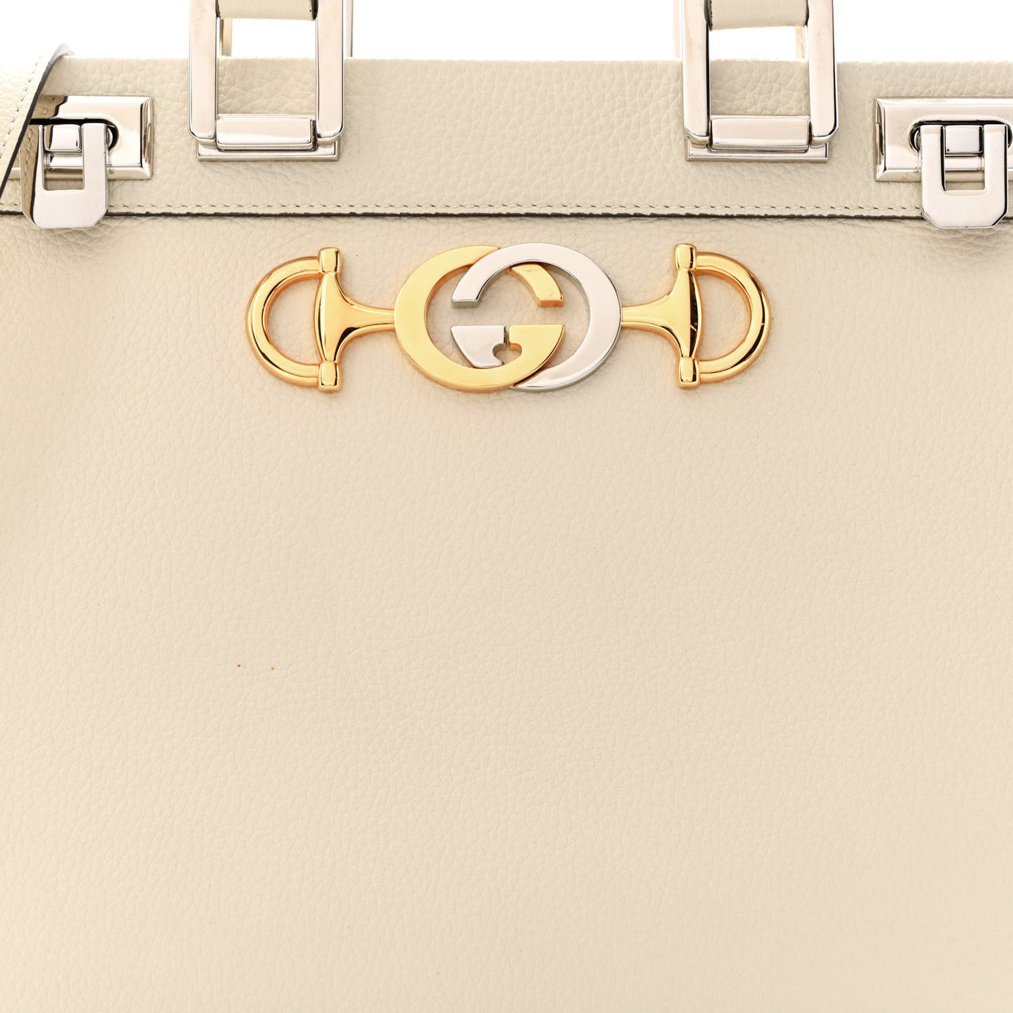 Grainy Calfskin Small Zumi Top Handle Bag Mystic White