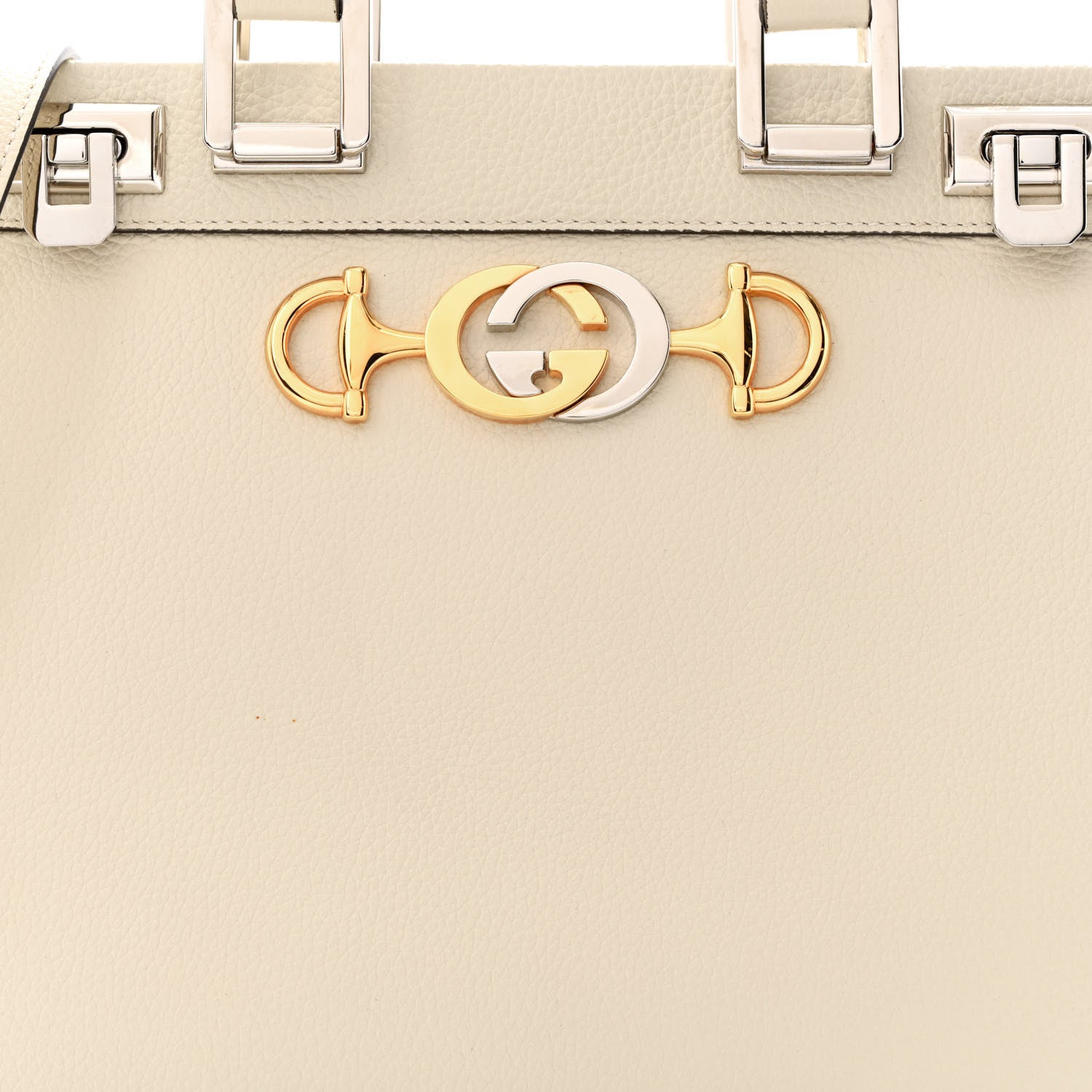 Gucci Grainy Calfskin Small Zumi Top Handle Bag Mystic White 8 of 14