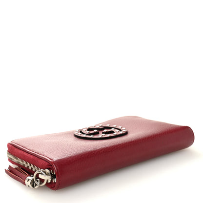 Gucci Pebbled Calfskin Studded Soho Zip Around Wallet Soft Burgundy 4 of 12