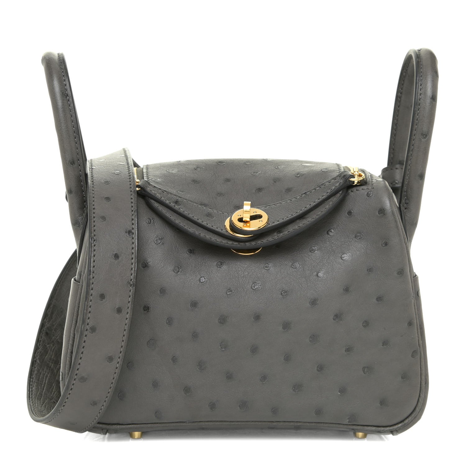 Hermes Ostrich Mini Lindy 20 Graphite 1 of 11