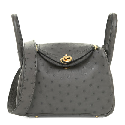 Hermes Ostrich Mini Lindy 20 Graphite 1 of 11
