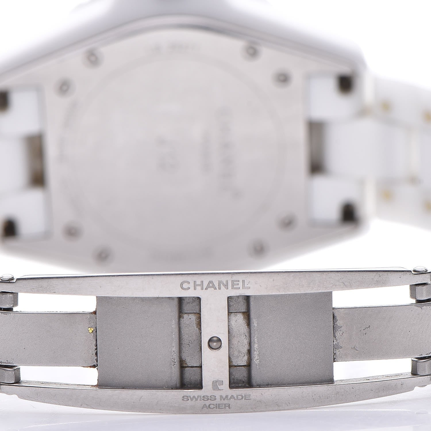 Chanel Stainless Steel Ceramic Diamond 38mm J12 Automatic Watch White 6 of 9