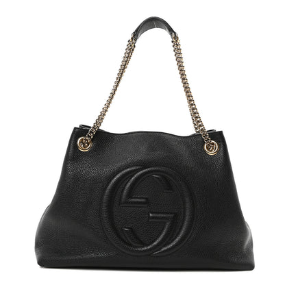 Gucci Pebbled Calfskin Medium Soho Chain Shoulder Bag Black 1 of 10