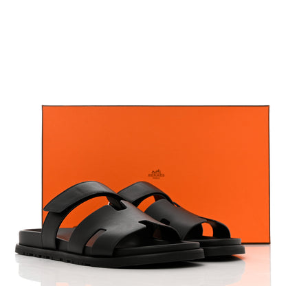 Hermes Calfskin Mens Chypre Sandals 44 Black 9 of 9