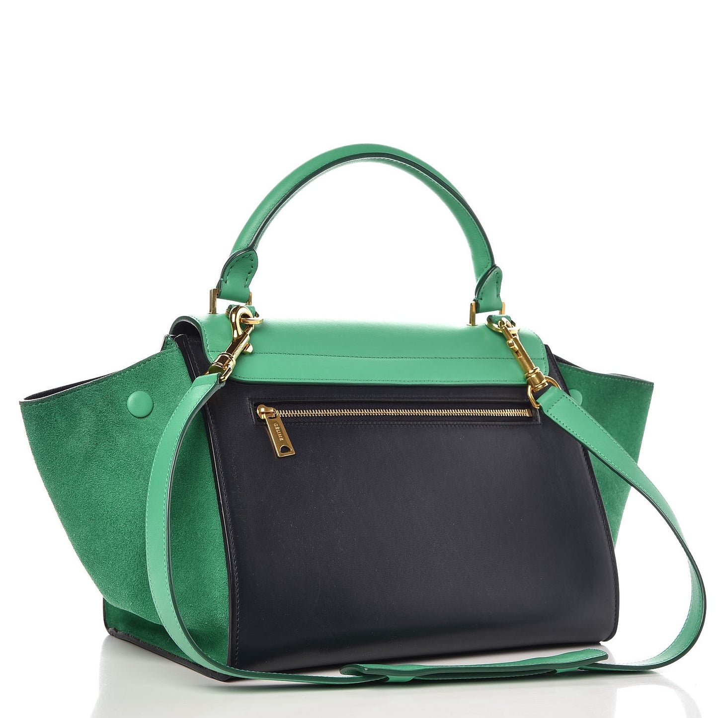Smooth Calfskin Suede Small Bi-Color Trapeze Palm