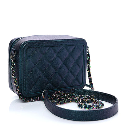 Chanel Iridescent Caviar Quilted Vanity Clutch With Chain Dark Turquoise 3 of 8