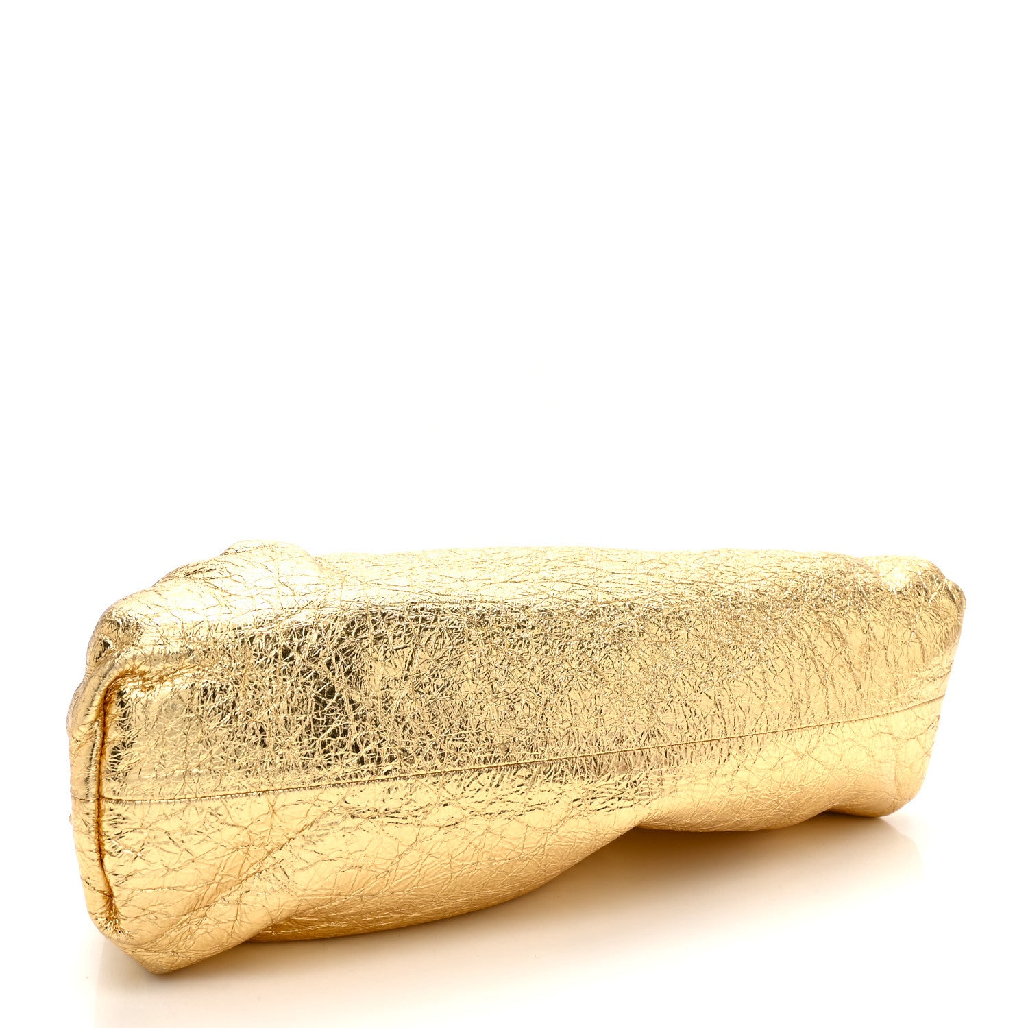 Bottega Veneta Metallic Crinkled Lambskin The Pouch Oversized Clutch Oro 4 of 11