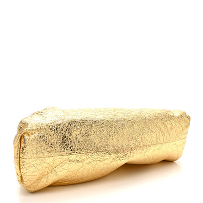 Bottega Veneta Metallic Crinkled Lambskin The Pouch Oversized Clutch Oro 4 of 11