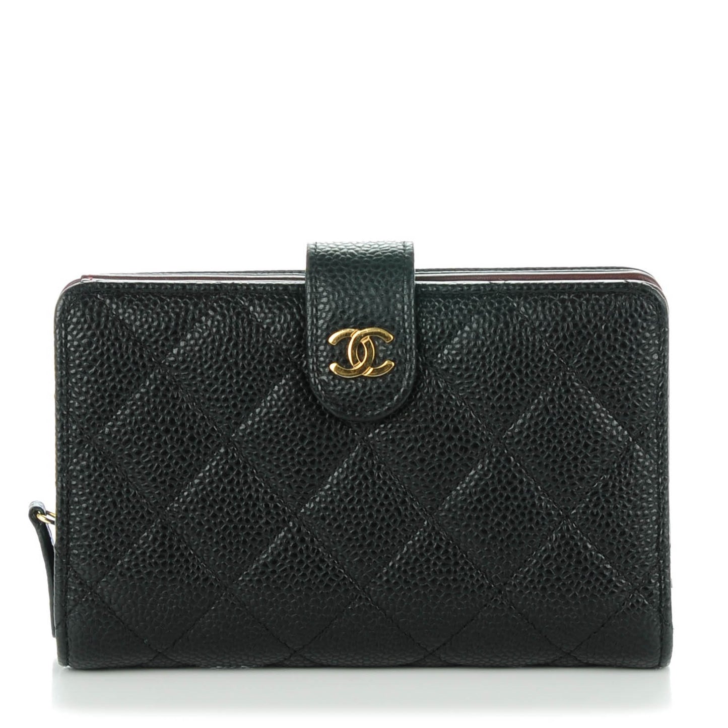 Caviar Quilted Zipped Pocket Wallet Black