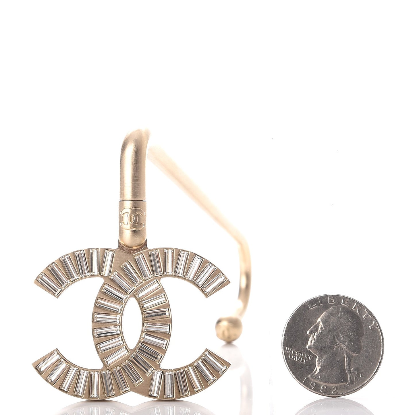 Baguette Crystal CC Purse Hook Gold