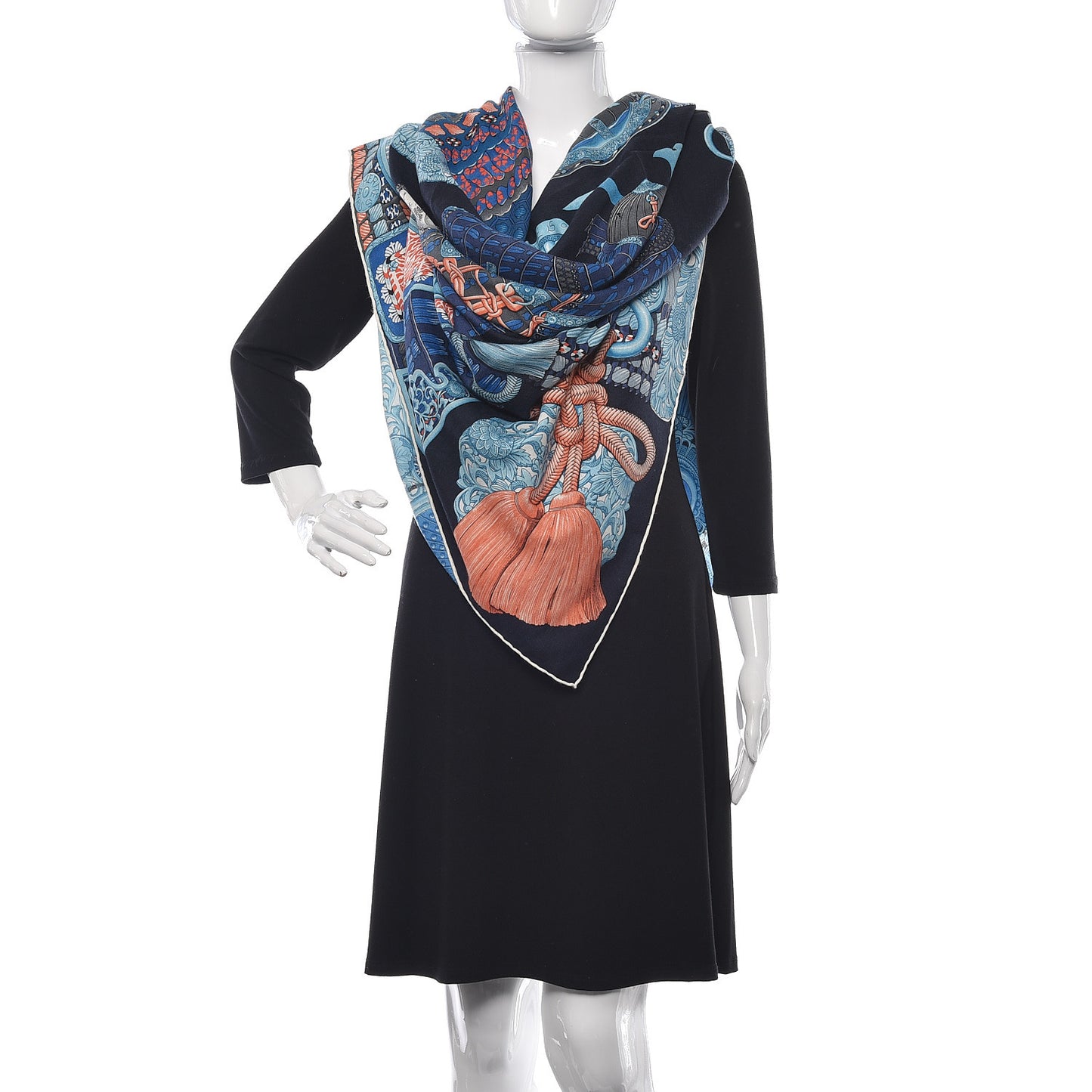 Cashmere Silk Parures De Samourais Shawl 140 Caban Bleu Ciel Saumon