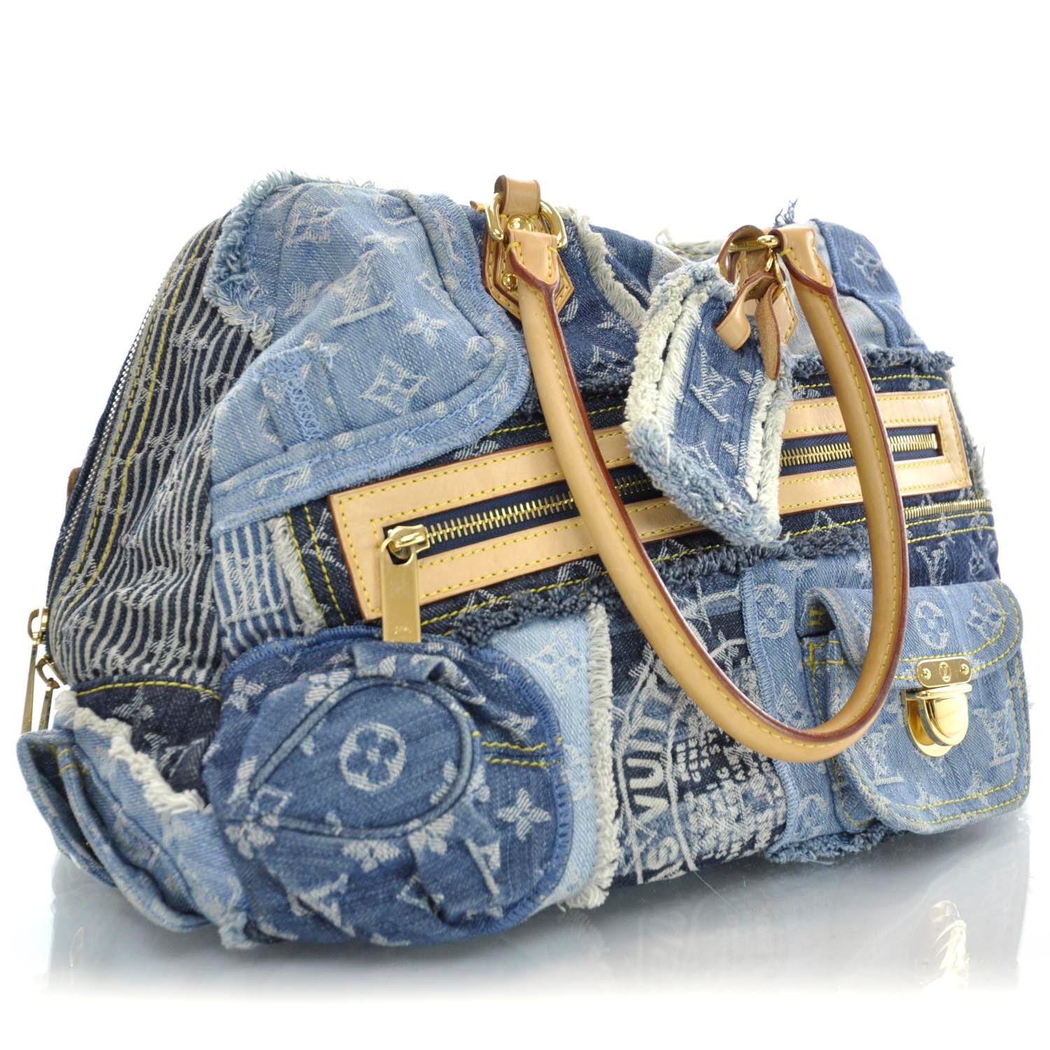 Louis Vuitton Denim Patchwork Bowly Blue 3 of 9