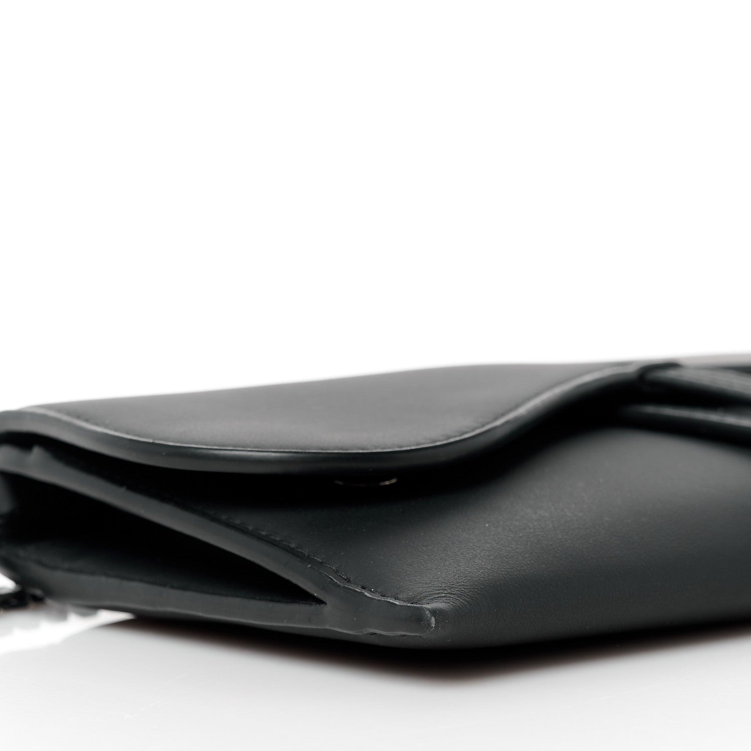 Christian Dior Ultra Matte Calfskin Saddle Chain Wallet Pouch Black 12 of 13