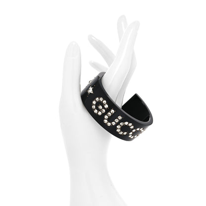 Gucci Resin Crystal Cuff Bracelet L Black 2 of 5