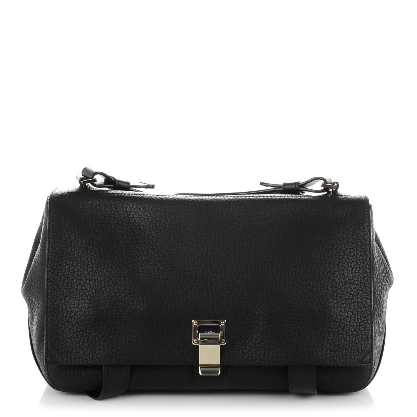 Pebbled Calfskin Double Sided PS Courier Bag Black