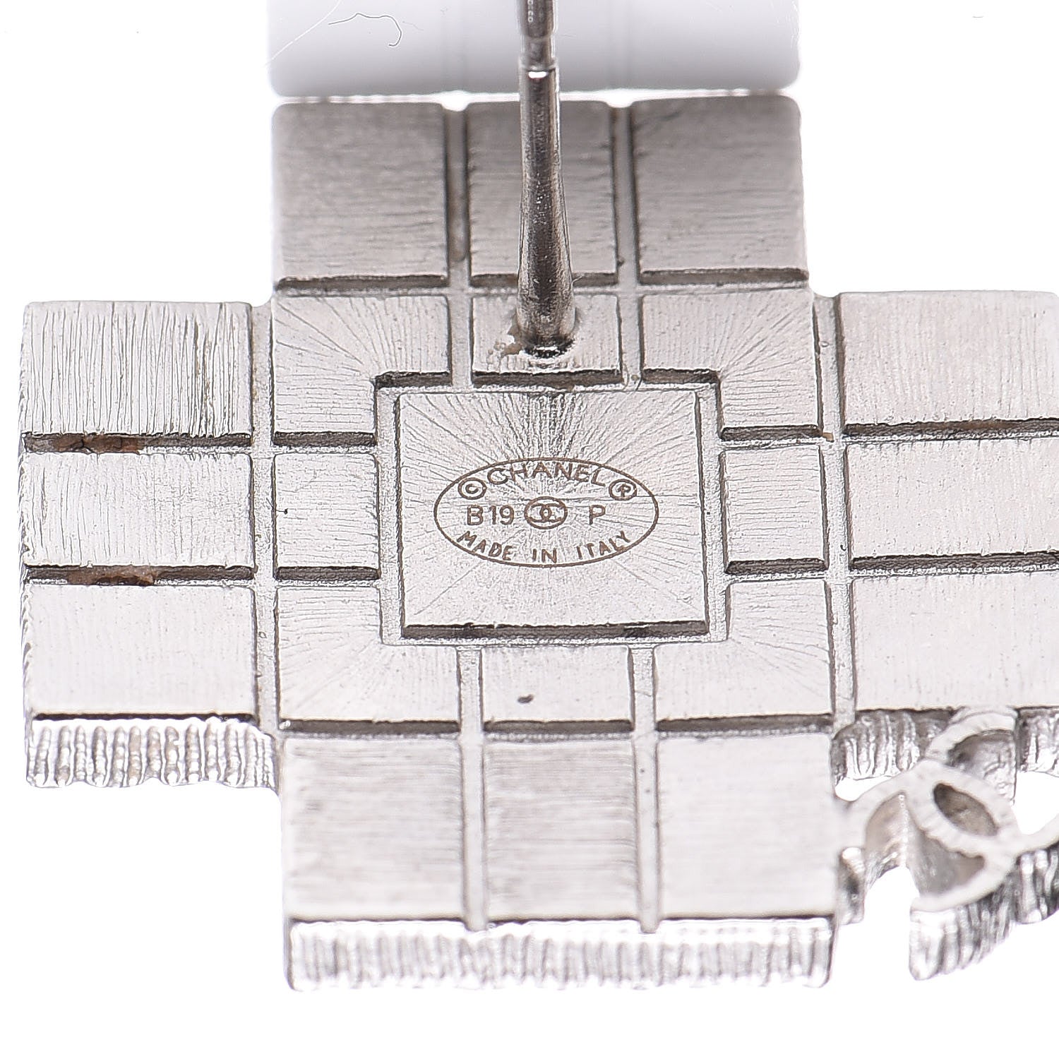 Chanel Baguette Crystal CC Earrings Silver Black 4 of 6