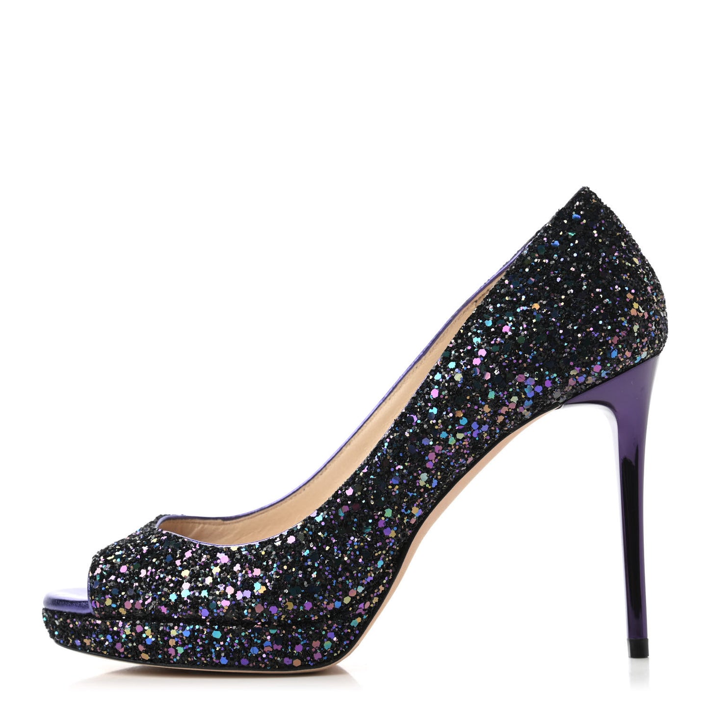 Coarse Glitter Crown 100 Peep Toe Platform Pumps 35 Petrol