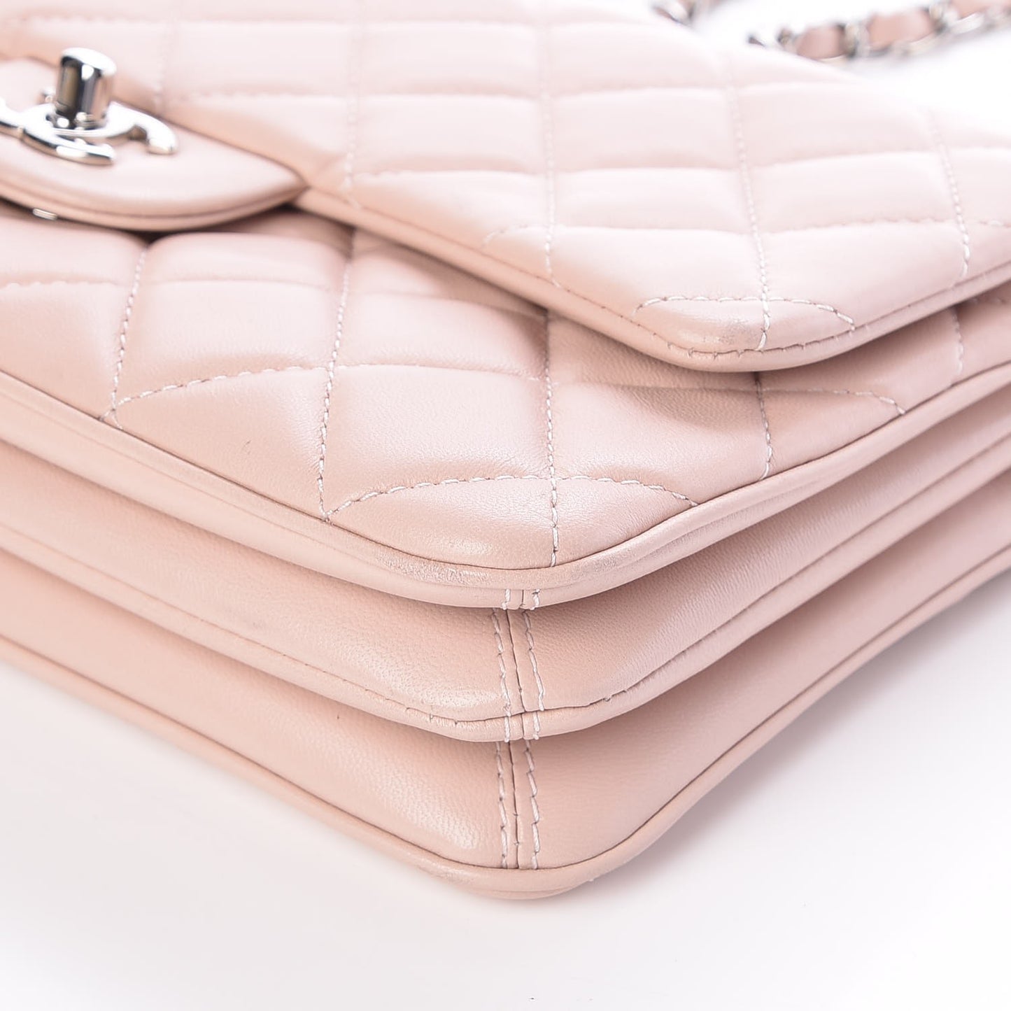 Lambskin Quilted Medium 3 Flap Light Pink