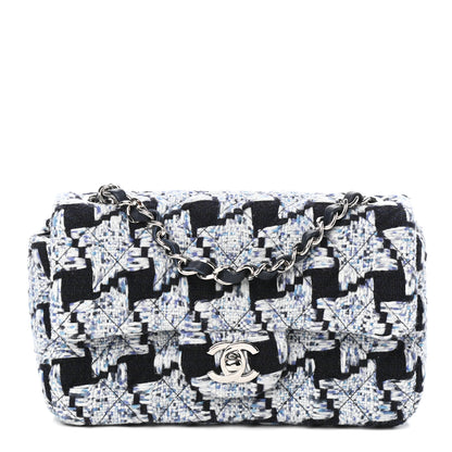 Chanel Tweed Quilted Mini Rectangular Flap Black White Light Blue 1 of 10