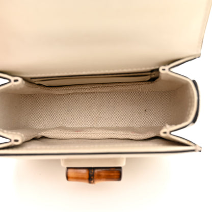 Gucci Boarded Dyana Lux Calfskin Web Mini Bamboo 1947 Top Handle Bag  Mystic White 5 of 13