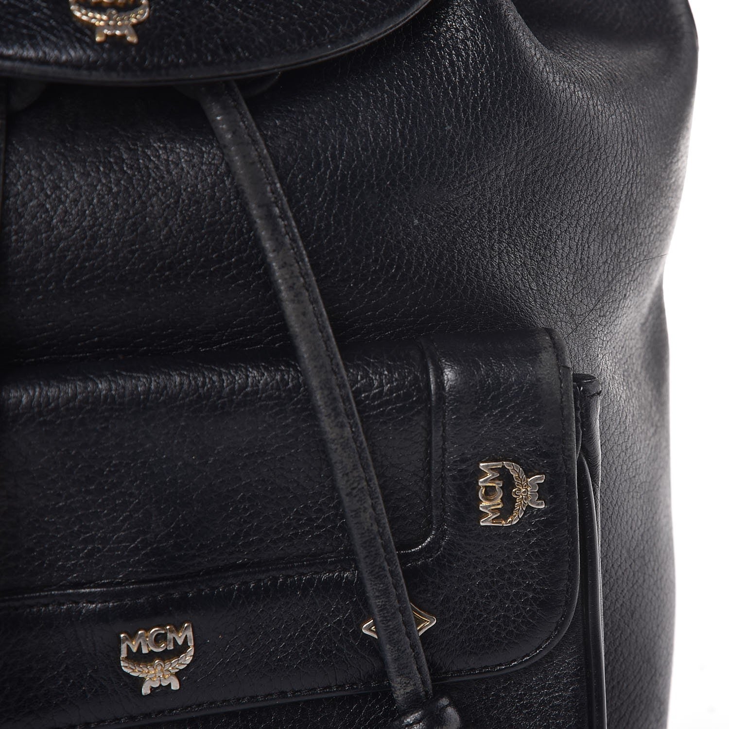 MCM Grained Calfskin Studded Drawstring Backpack Black 11 of 15