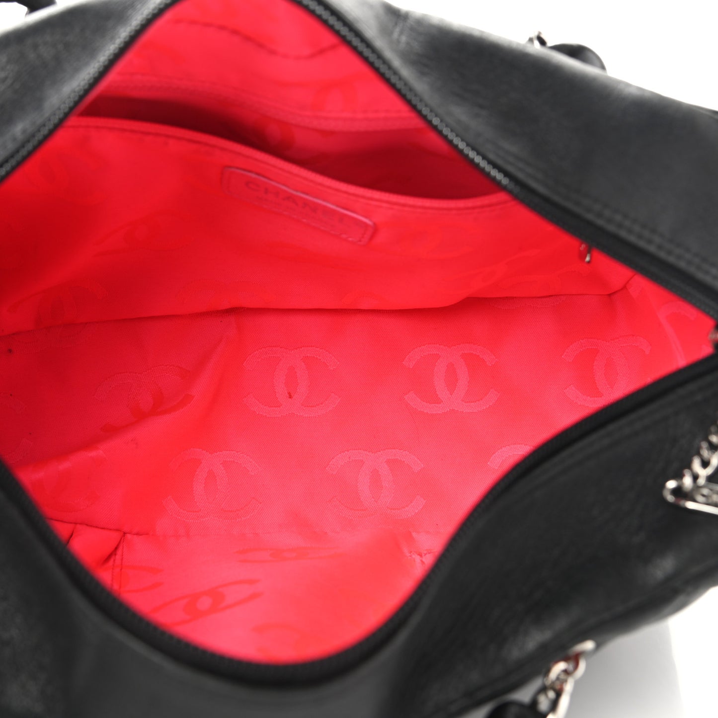 Calfskin Quilted Large Cambon Bowler Black White