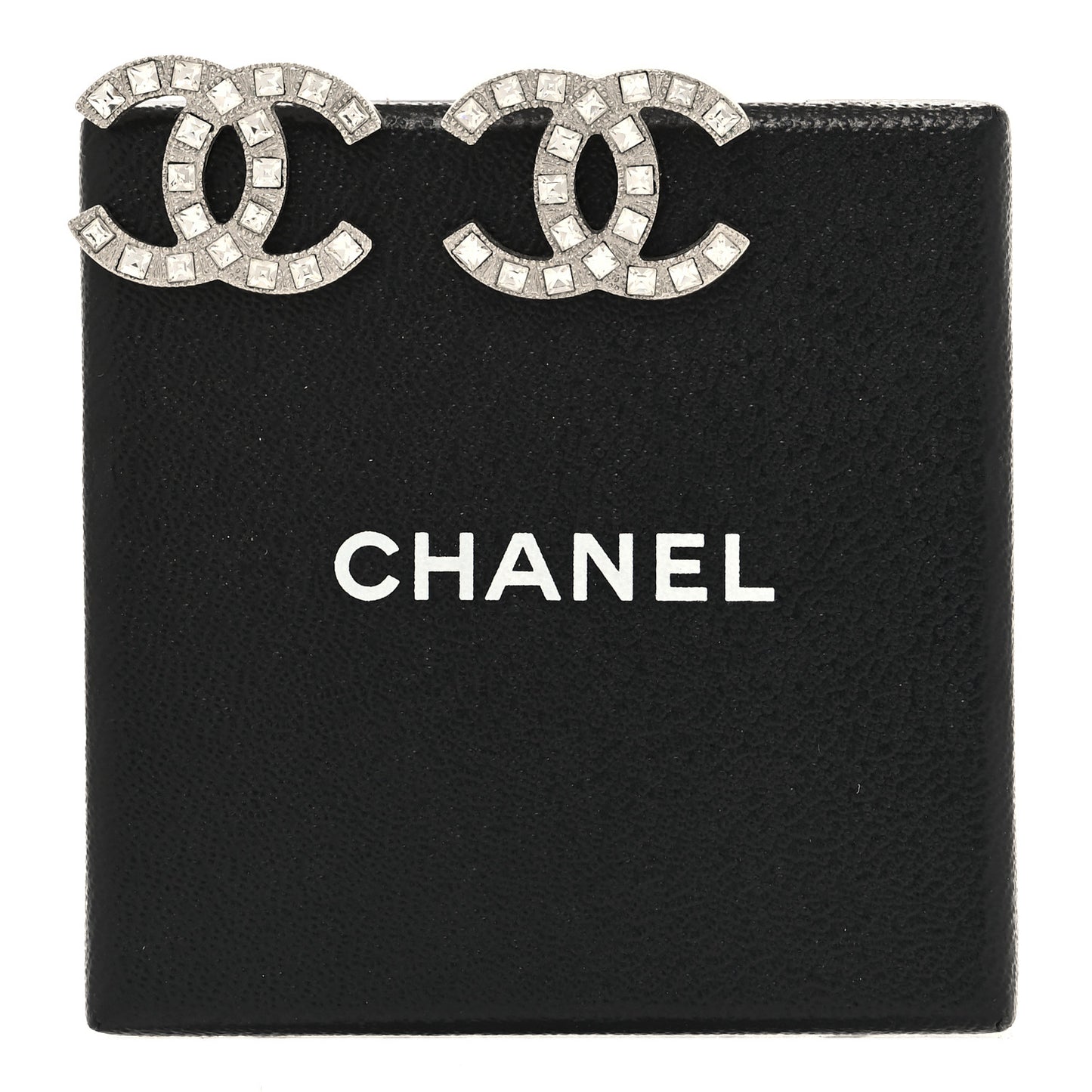 Baguette Crystal CC Earrings Silver