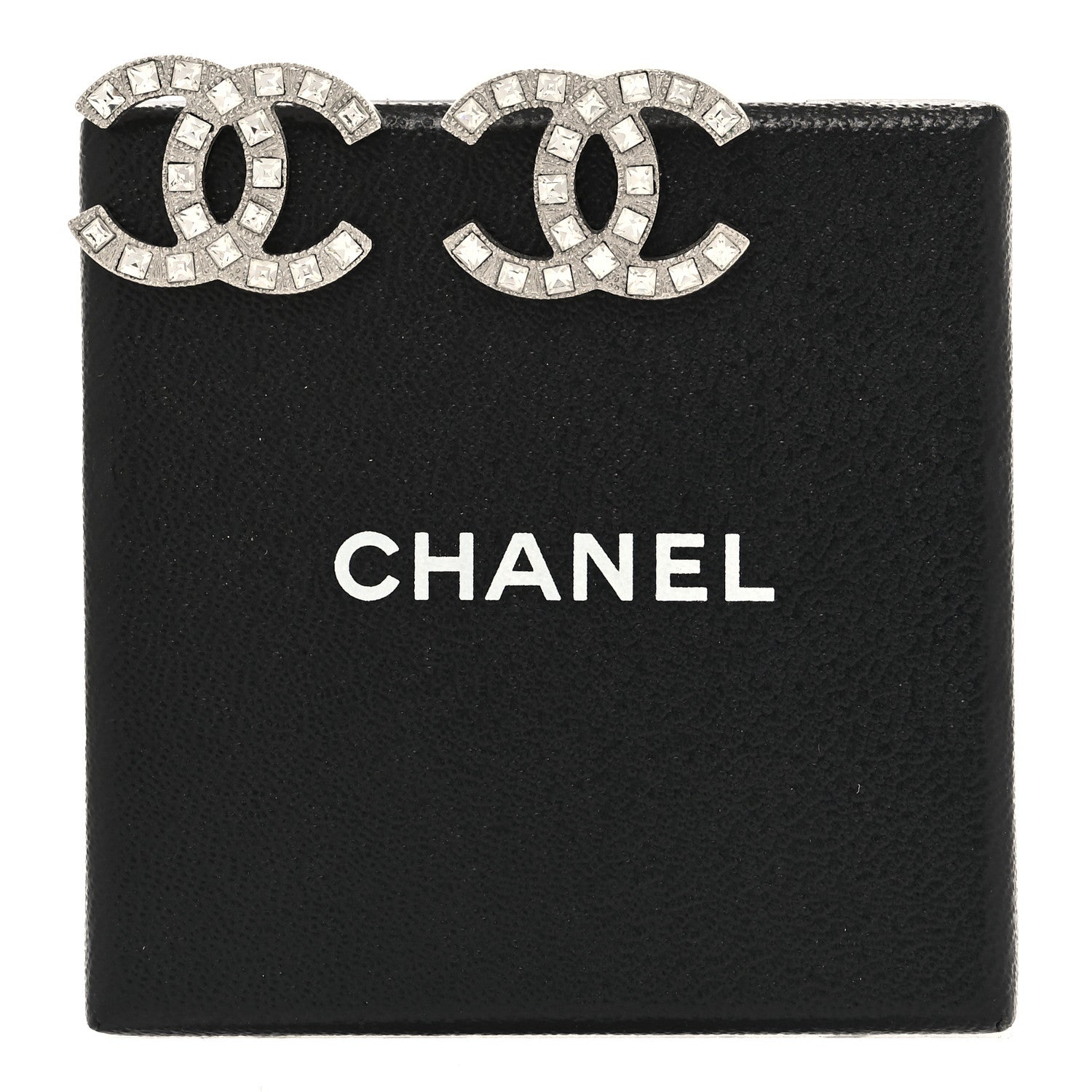 Chanel Baguette Crystal CC Earrings Silver 5 of 5