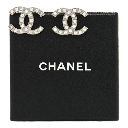 Chanel Baguette Crystal CC Earrings Silver 5 of 5