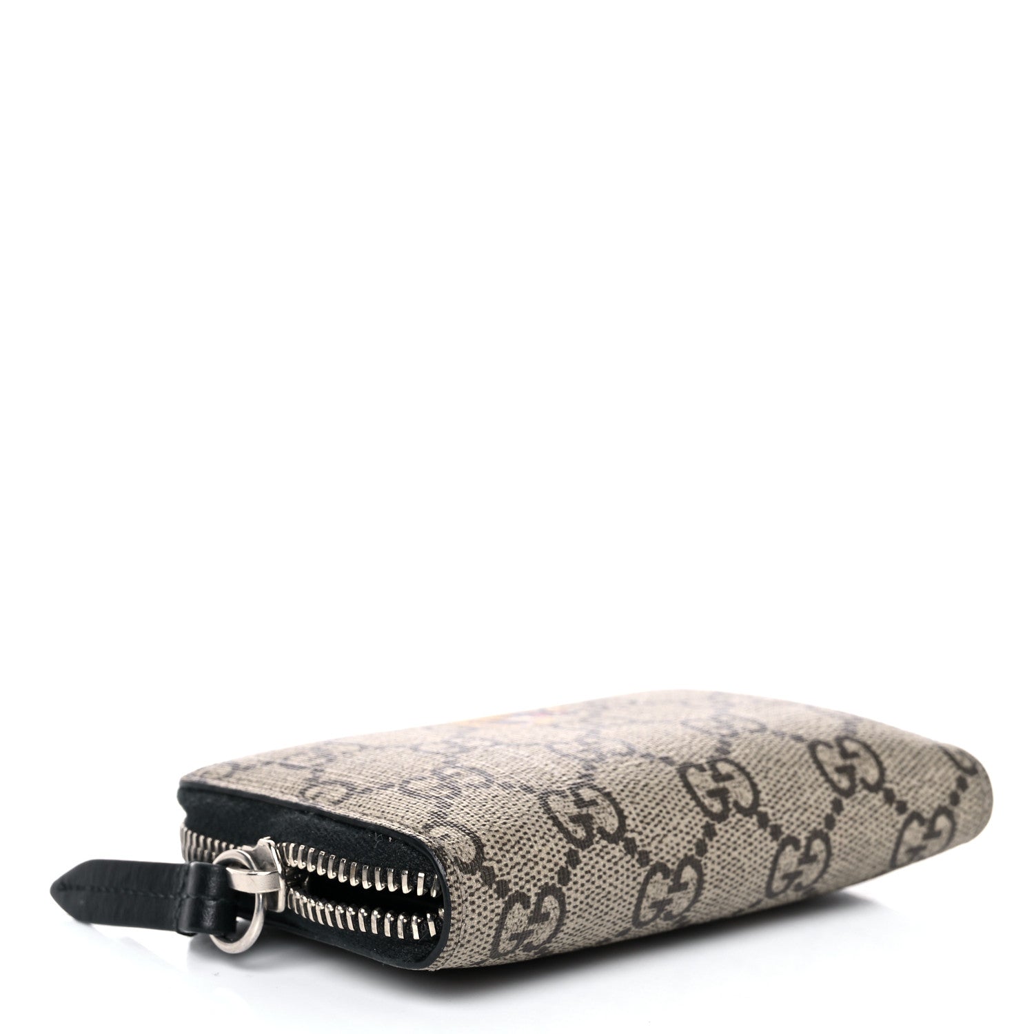 Gucci GG Supreme Monogram Tiger Print Zip Around Card Case Black 4 of 11