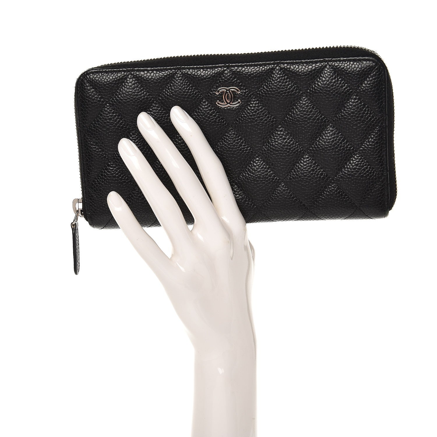 Chanel Caviar Quilted Large Gusset Zip Around Wallet Black 2 of 8