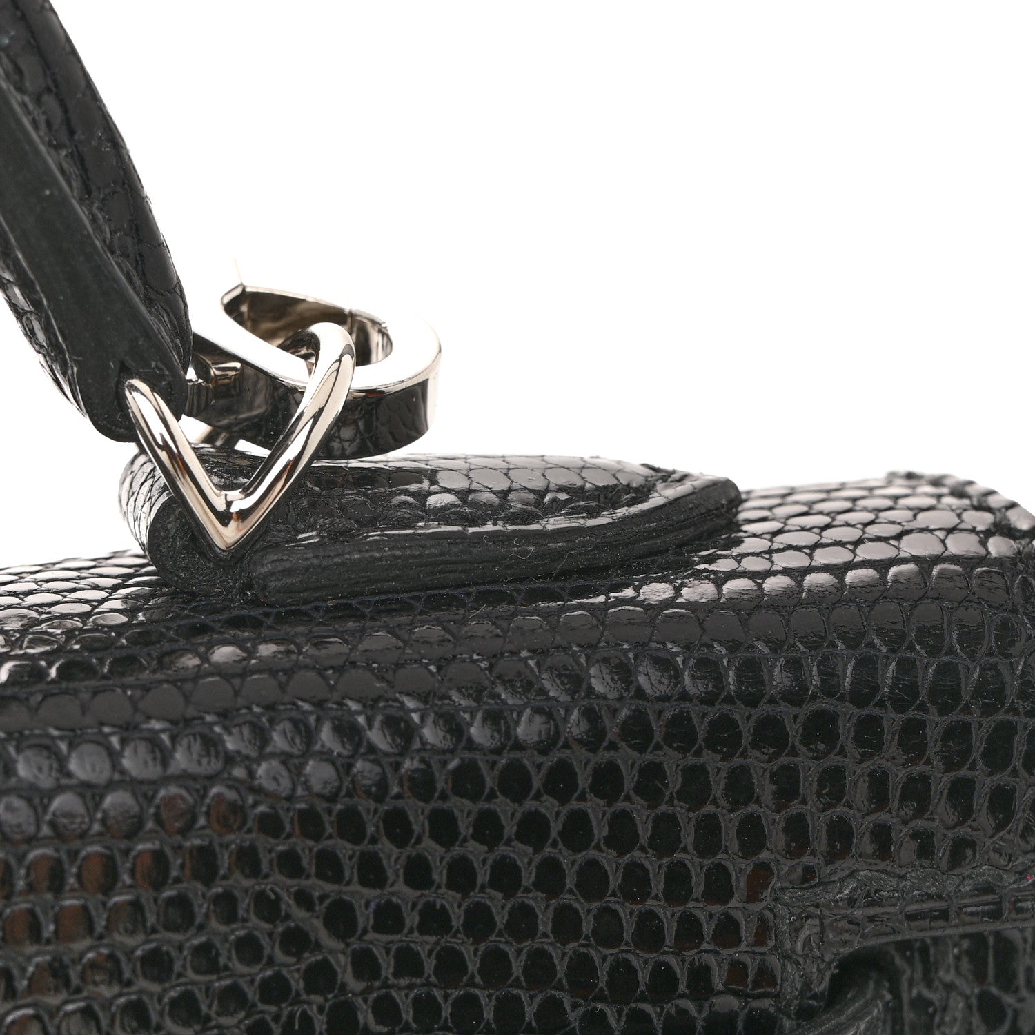 Hermes Shiny Lizard Mini Kelly Sellier 20 Black 13 of 14