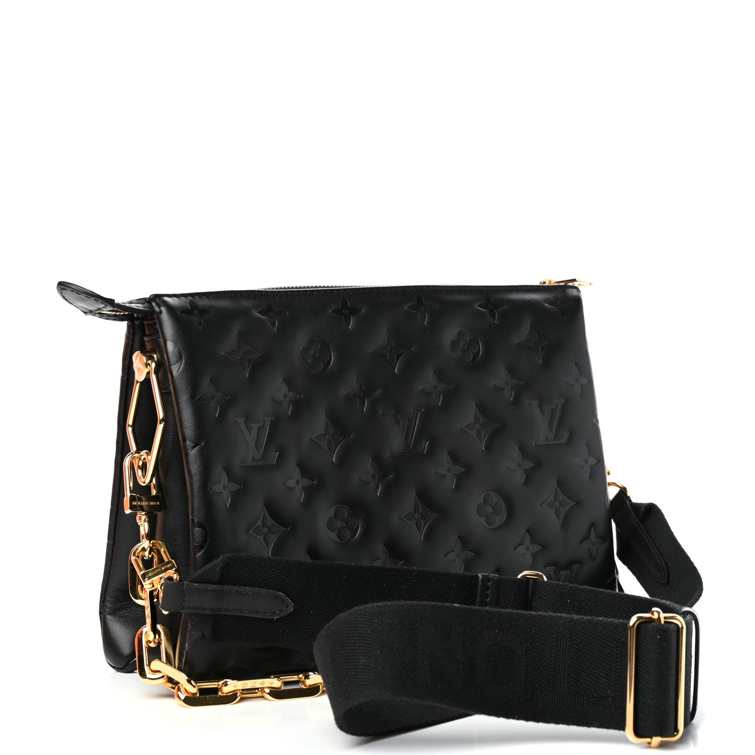 Louis Vuitton Lambskin Embossed Monogram Coussin PM Black 3 of 10