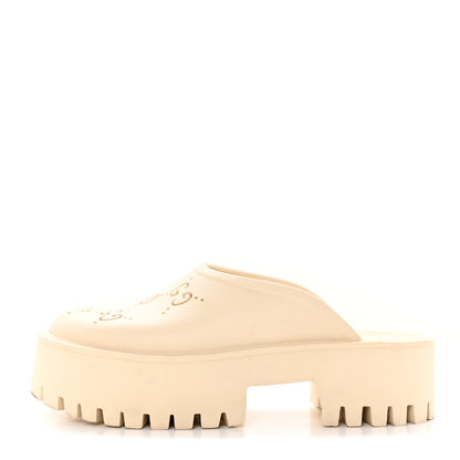 Gucci Rubber GG Monogram Perforated Elea Platform 55mm Lug Sole Sandals 39 Mystic White 1 of 18