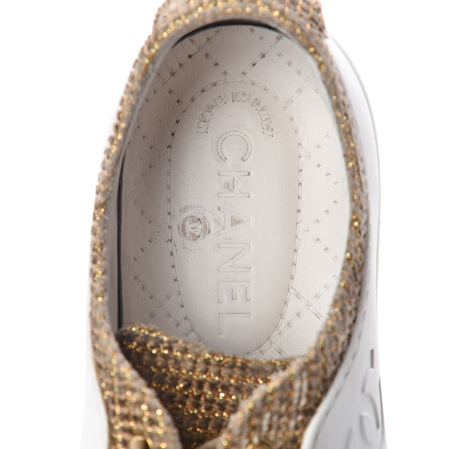 Chanel Fantasy Tweed Sneakers 39.5 Beige Gold 7 of 16