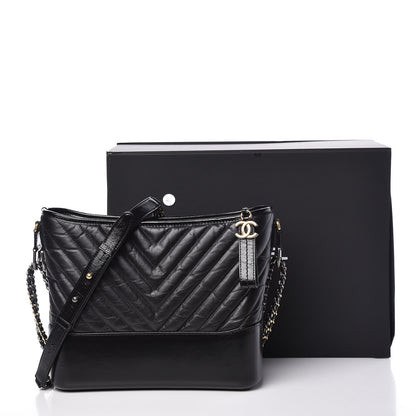 Chanel Aged Calfskin Chevron Quilted Medium Gabrielle Hobo Black 11 of 11