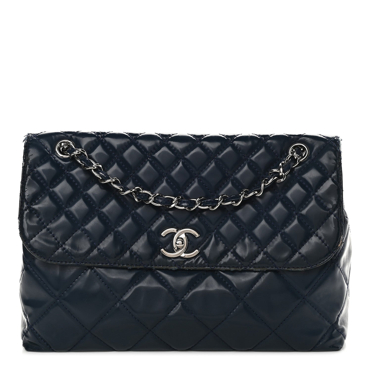 Chanel Vinyl Quilted In the Business Flap Bag Navy Blue 1 of 15