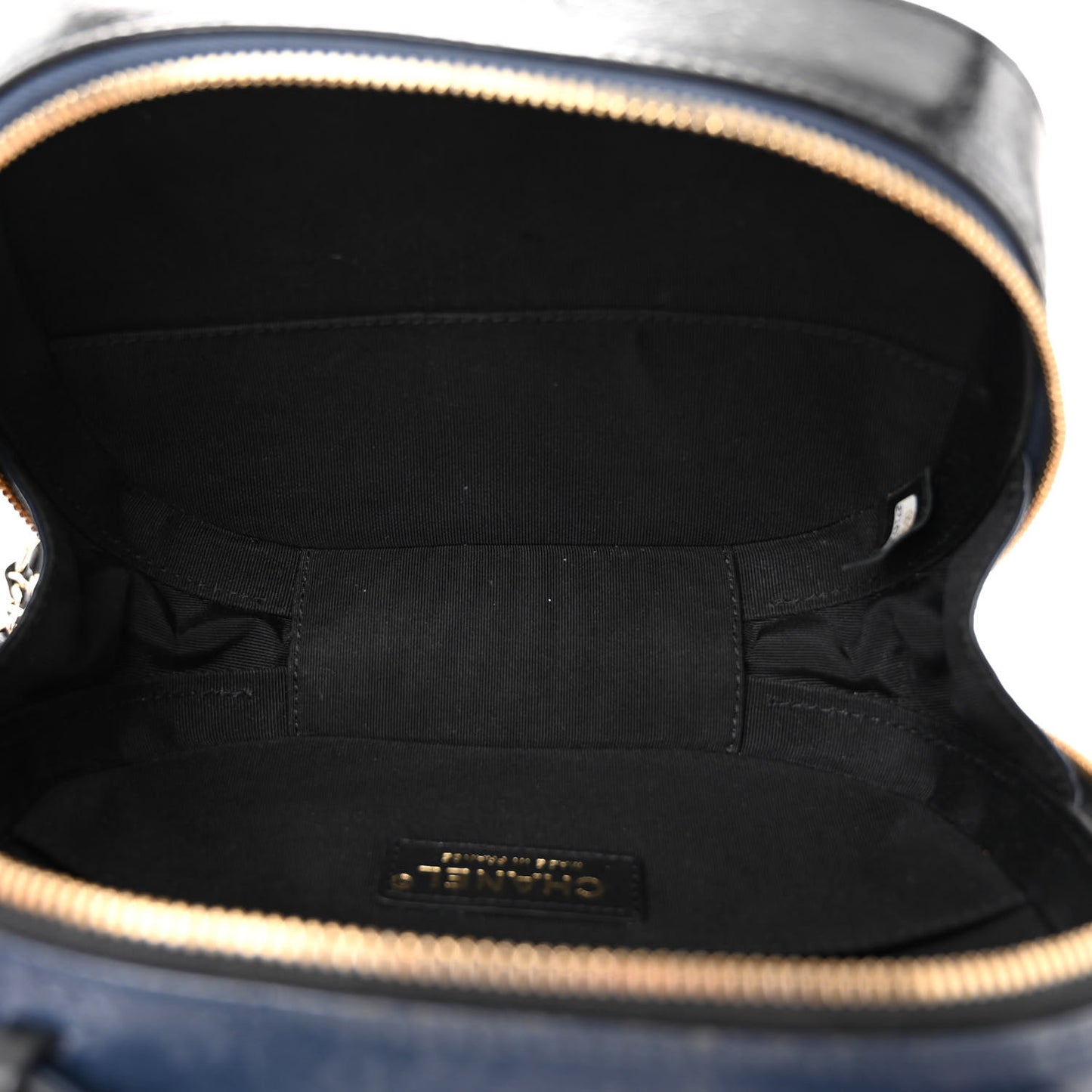 Calfskin Stitched Vanity Case Black Navy