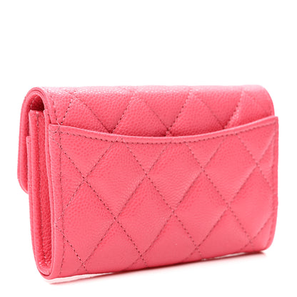 Chanel Caviar Quilted Flap Card Holder Wallet Pink 3 of 8