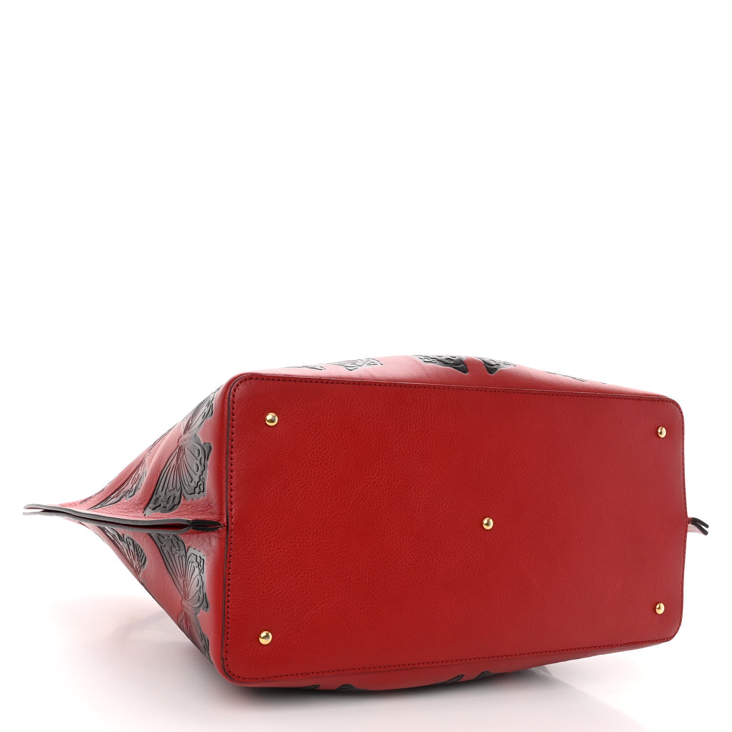 Valentino Garavani Grained Calfskin Butterfly Embossed Medium VLogo Escape Shopper Bag Red Black 4 of 10
