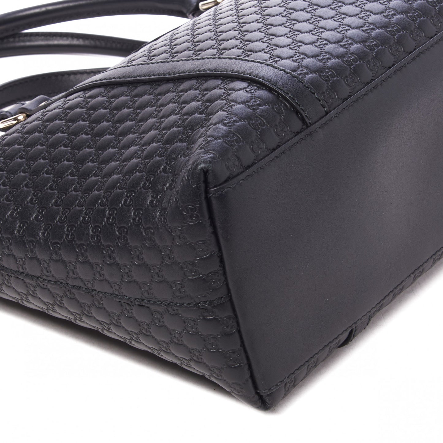 Soft Microguccissima Small Zippered Satchel Black