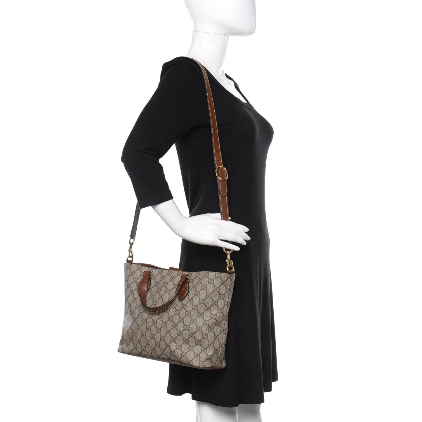 Soft GG Supreme Monogram Small Crossbody Tote Beige Cuir