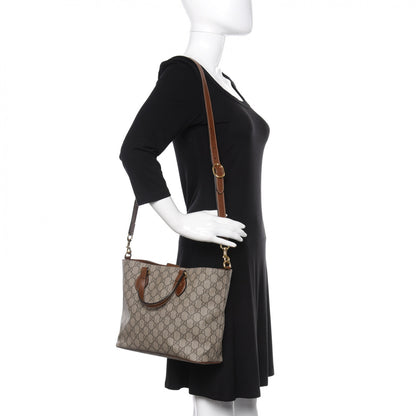 Gucci Soft GG Supreme Monogram Small Crossbody Tote Beige Cuir 2 of 10