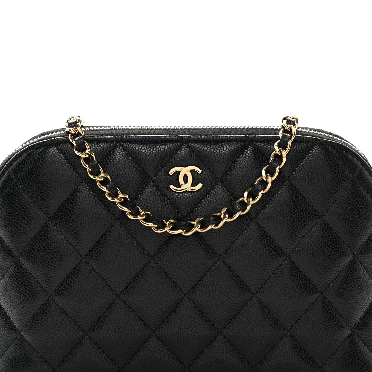 Caviar Quilted Classic Clutch with Chain Black
