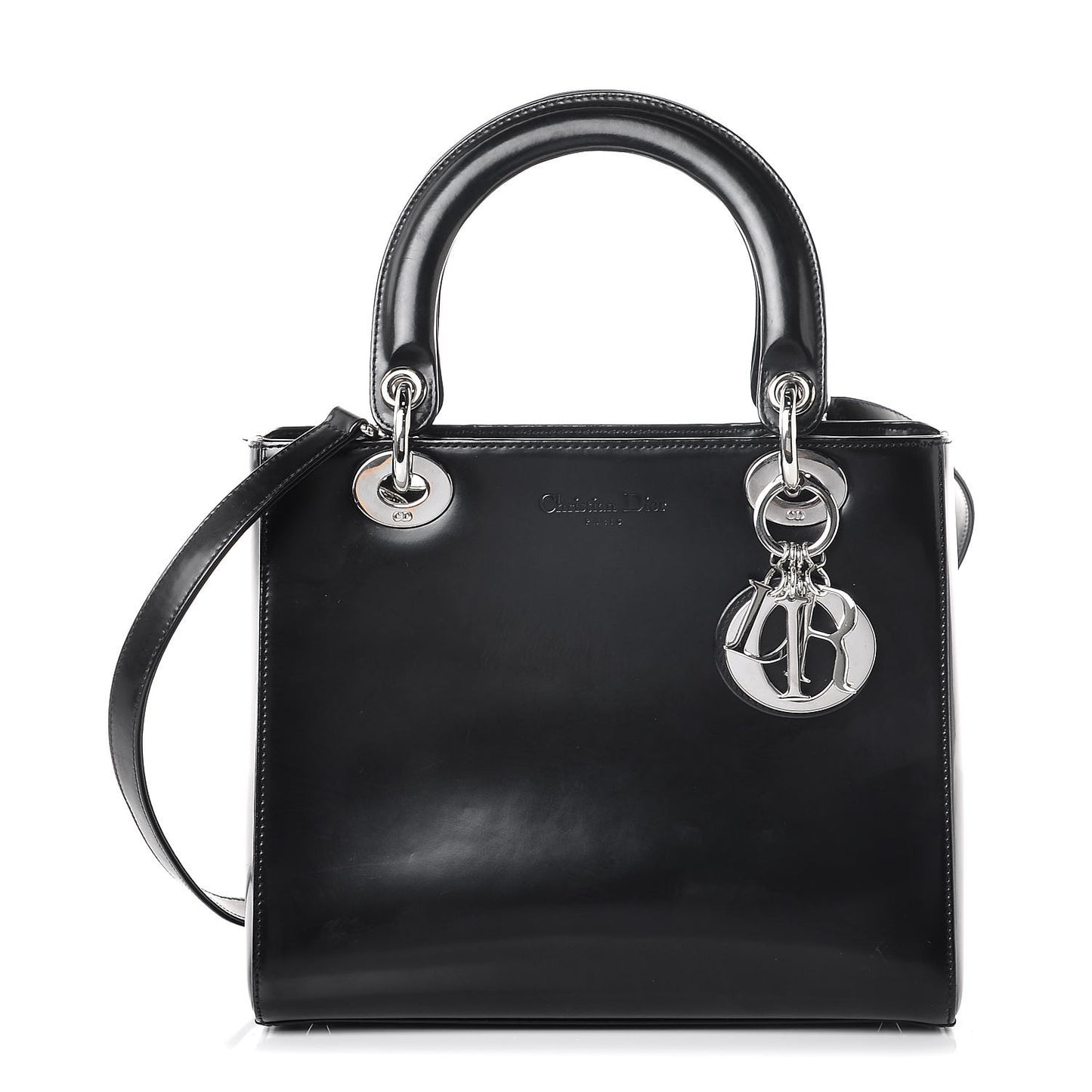 Patent Medium Lady Dior Black